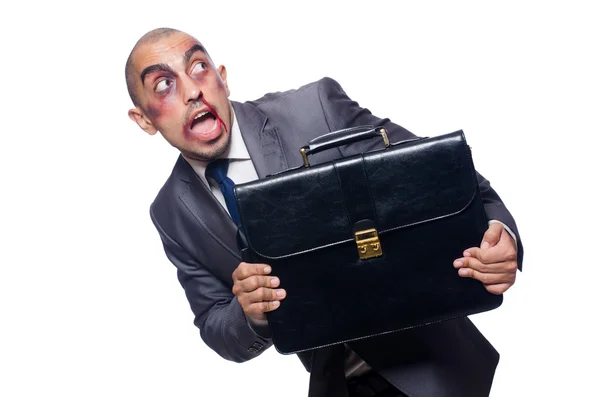 Badly beaten businessman — Stock Photo, Image