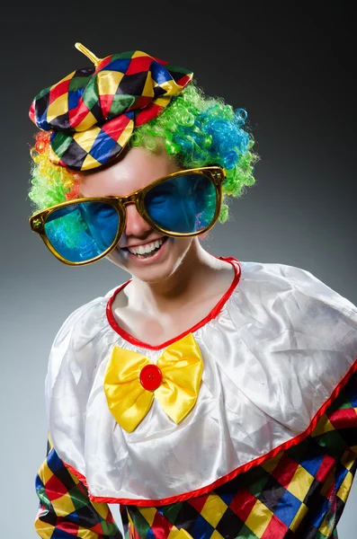 Funny clown with giant sunglasses — Stock Photo, Image