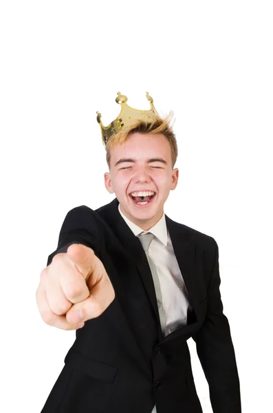 Businessman with crown — Stock Photo, Image