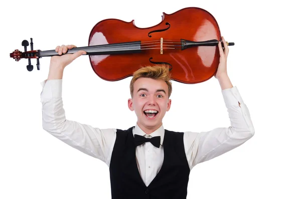 Uomo divertente con violino — Foto Stock