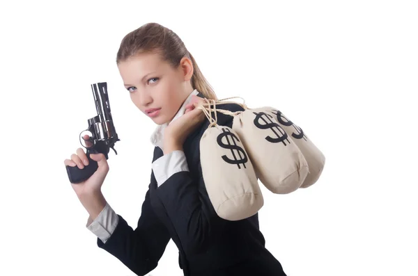 Женщина-гангстер с оружием — стоковое фото