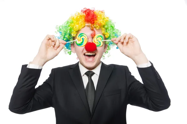 Clown med lollipop — Stockfoto