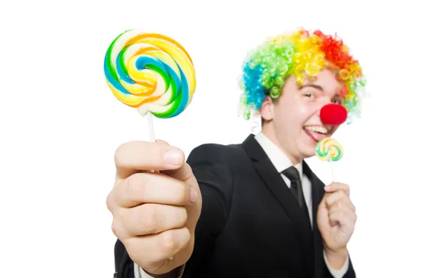 Clown med lollipop — Stockfoto