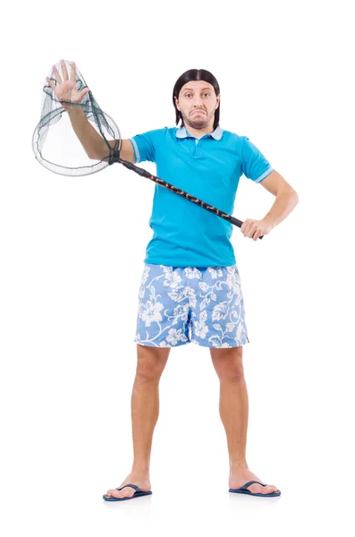 Guy with empty butterfly net — Stock Photo, Image