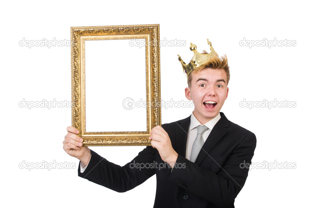 Man with picture frame