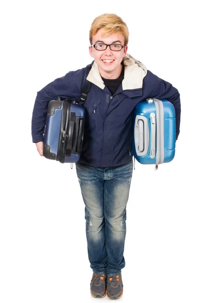 Funny man with luggage — Stock Photo, Image