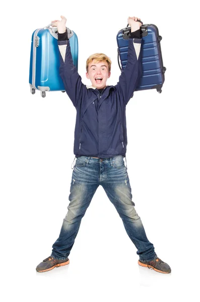 Funny man with luggage — Stock Photo, Image