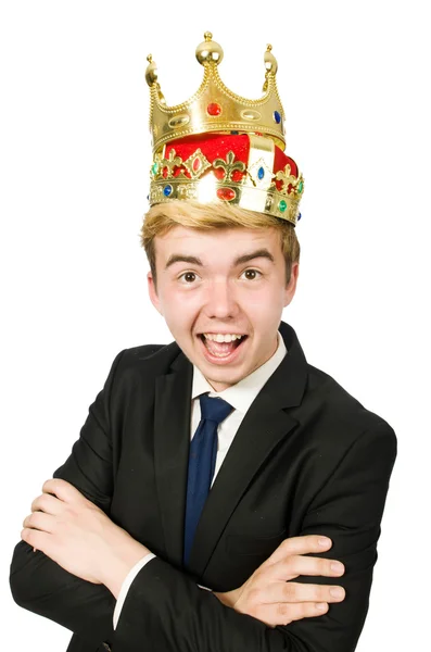 Businessman with crown — Stock Photo, Image