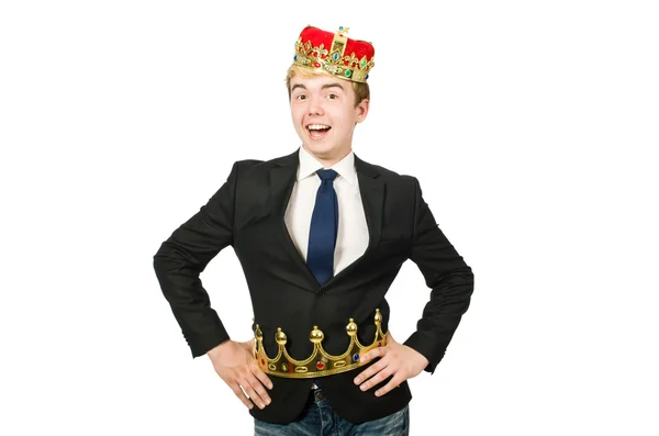 Affärsman med krona — Stockfoto
