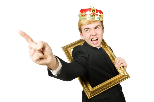 Empresário em coroa com moldura — Fotografia de Stock