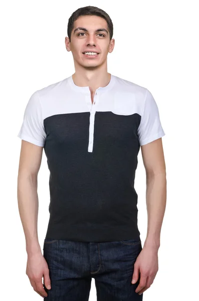 Hane i svart och vit t-shirt — Stockfoto