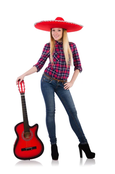 Woman in sombrero hat — Stock Photo, Image