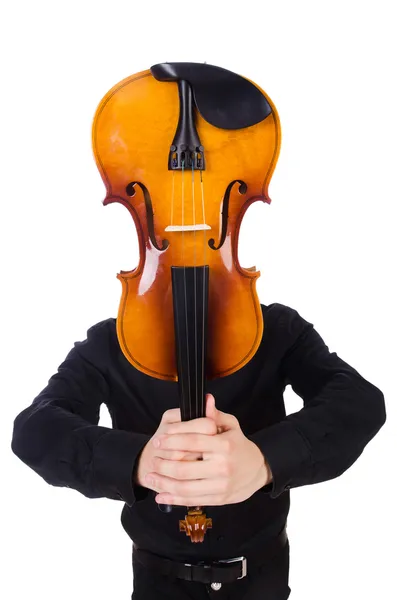 Lustiger Mann mit Geige — Stockfoto
