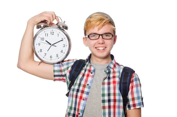 Student with clock — Stock Photo, Image