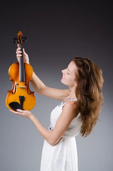 Woman artist with violin — Stock Photo, Image