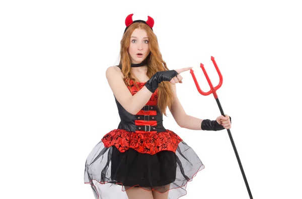 Woman devil with trident — Stock Photo, Image