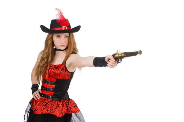 Mulher pirata com arma — Fotografia de Stock