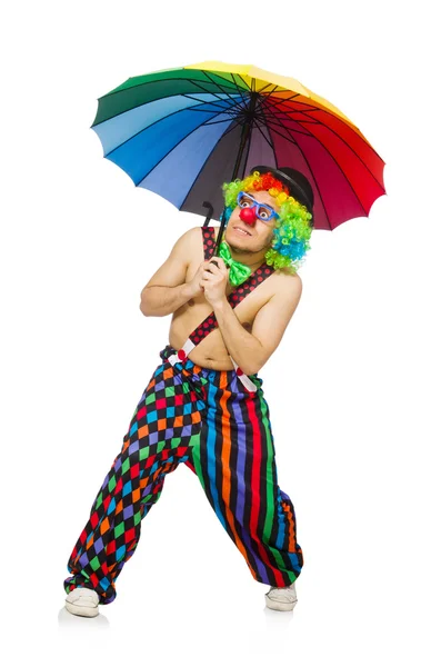 Clown with umbrella — Stock Photo, Image