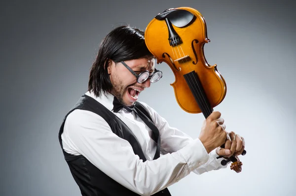 Violinista divertido violín — Foto de Stock