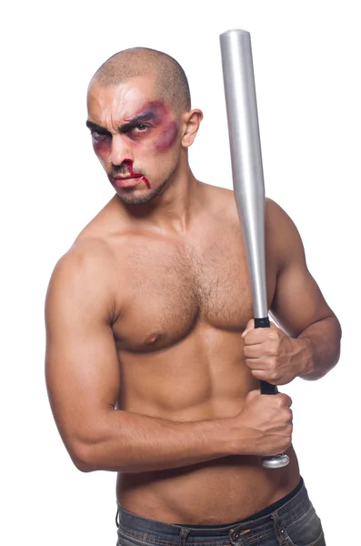 Ripped man with baseball bat — Stock Photo, Image