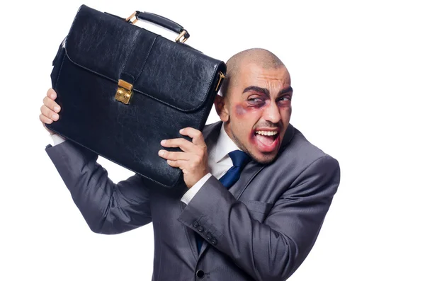 Badly beaten businessman — Stock Photo, Image