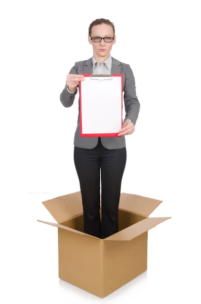 Businesswoman holding empty folder — Stock Photo, Image