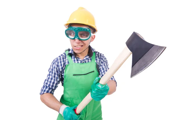 Funny man with axe — Stock Photo, Image