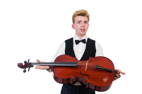 Uomo divertente con violino — Foto Stock