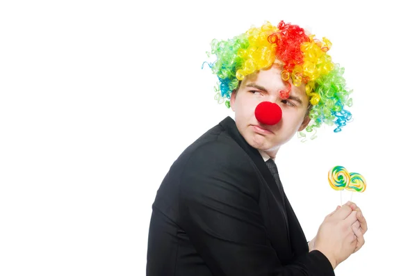 Clown with lollipop — Stock Photo, Image