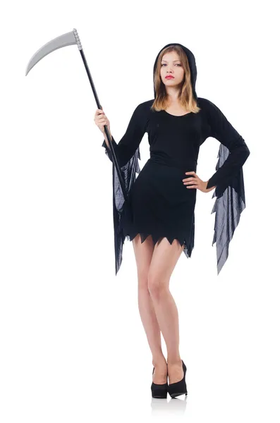 Halloween perempuan scythe — Stok Foto