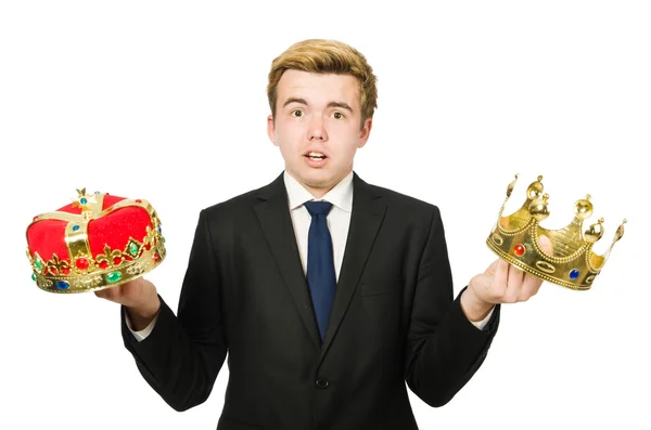 Businessman with crown — Stock Photo, Image