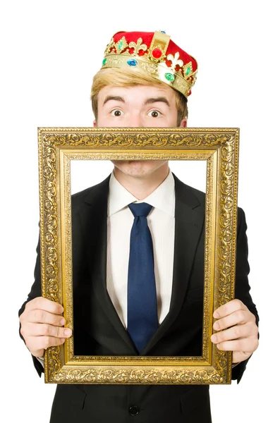 King with picture frame — Stock Photo, Image