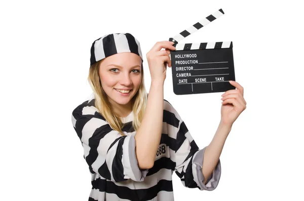 Inmate with  movie clapper — Stock Photo, Image