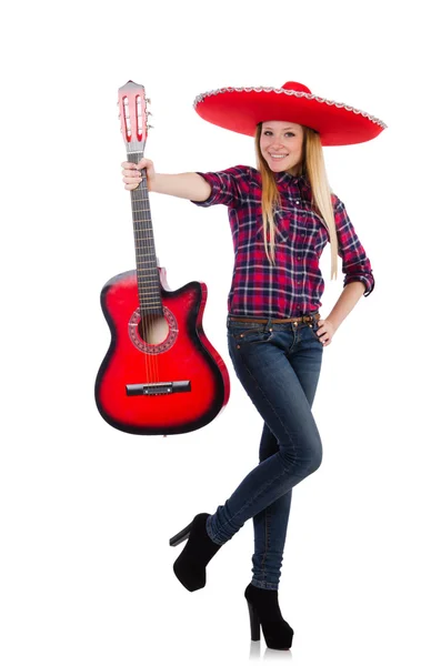 Femme mexicaine avec guitare — Photo