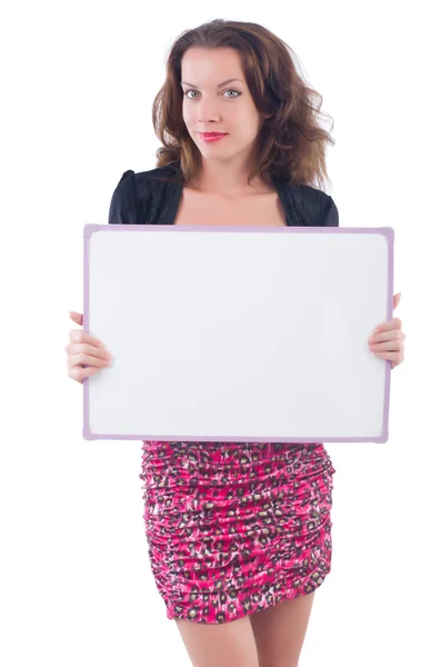 Mujer con tablero en blanco — Foto de Stock