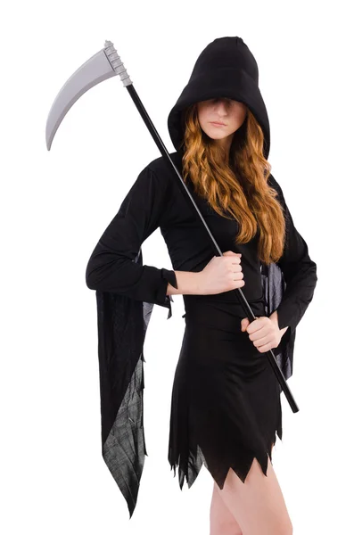 Witch with scythe — Stock Photo, Image