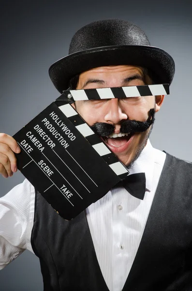 Hombre con película clapper tablero — Foto de Stock