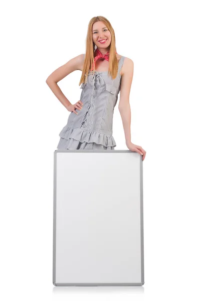 Woman with blank board — Stock Photo, Image