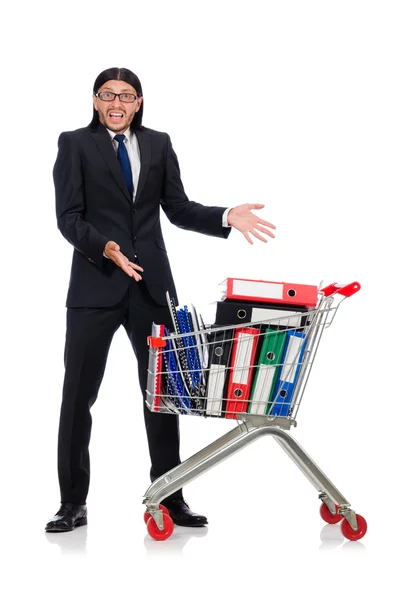 Man with business folders — Stock Photo, Image