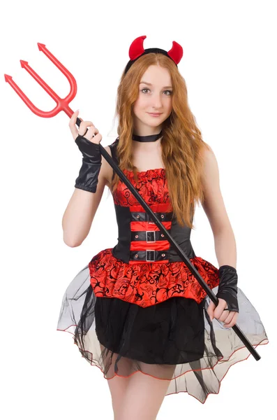 Woman devil with trident — Stock Photo, Image