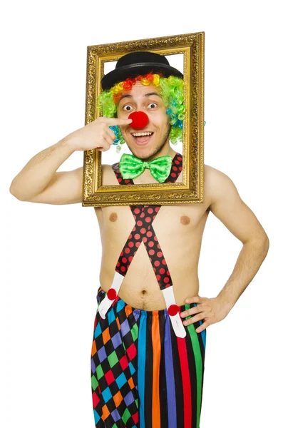 Clown mit Bilderrahmen — Stockfoto