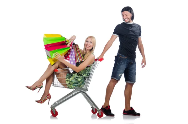 Happy family after shopping — Stock Photo, Image