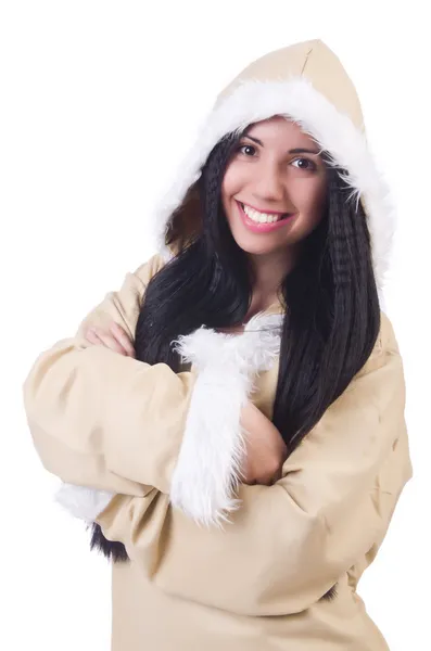 Mulher eskimo isolado no branco — Fotografia de Stock