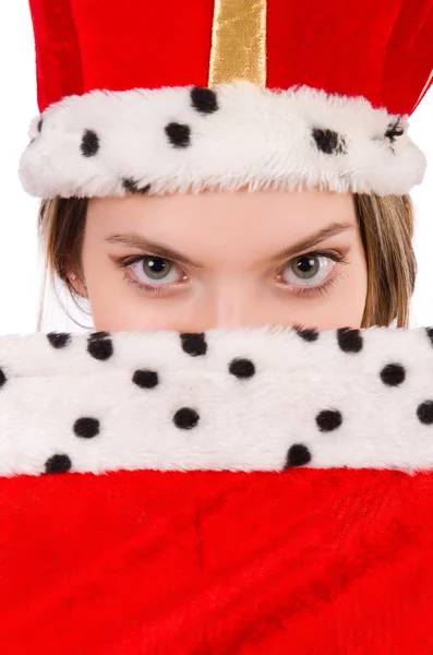 Woman queen isolated on the white — Stock Photo, Image