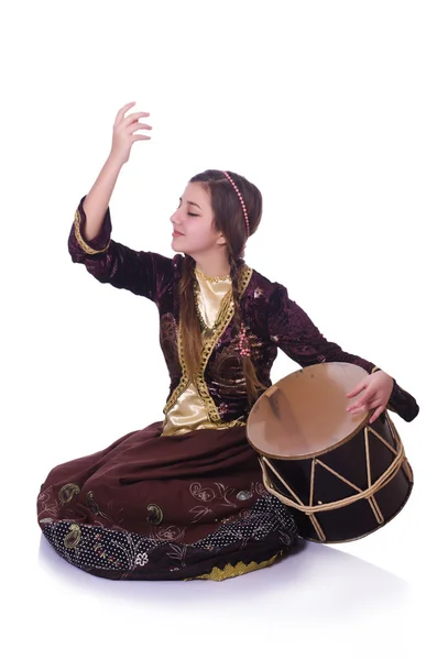 Azeri woman playing  nagara — Stock Photo, Image