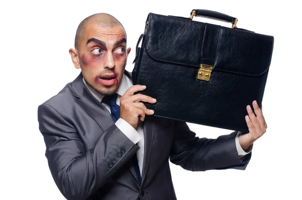 Badly beaten businessman — Stock Photo, Image