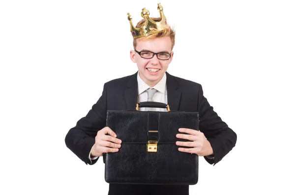 Бизнесмен с короной — стоковое фото