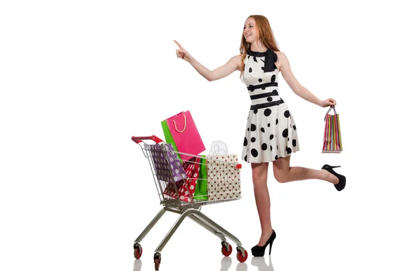 Kvinna efter shopping — Stockfoto