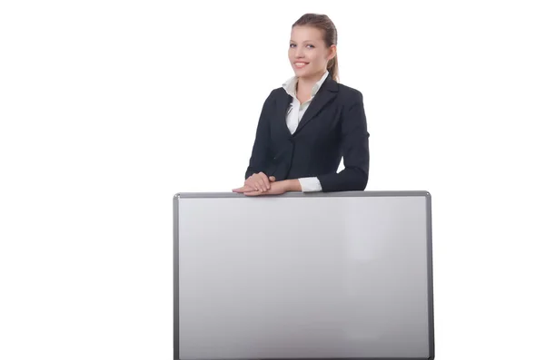 Businesswoman with blank board — Stock Photo, Image