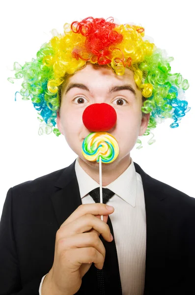 Clown med lollipop — Stockfoto